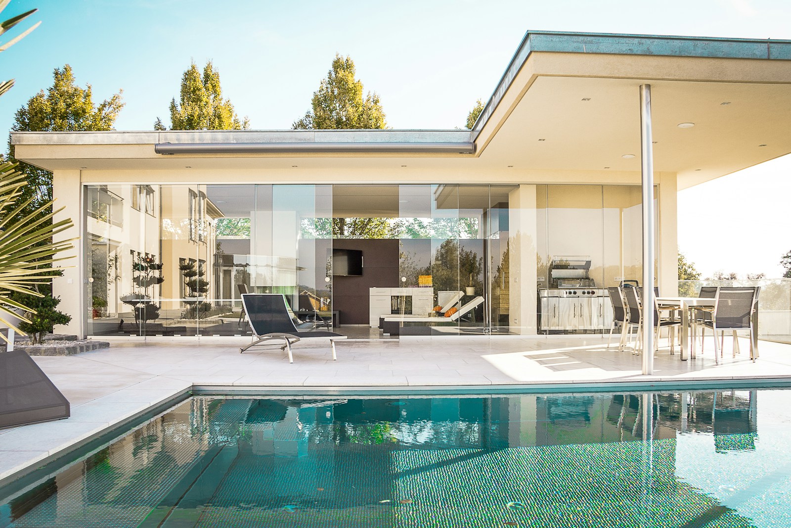 The Palma Residence illuminated evening villa pool